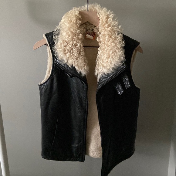 Tory Burch Jackets & Blazers - Vintage M Tori Burch Leather Vest Lined with Sheep Fur